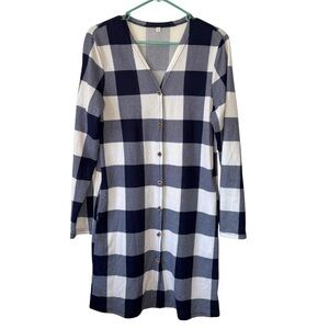 3/$20 Navy and White Buffalo Plaid Women's Lightweight Cardigan